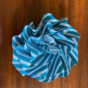 Girl’s Blue and White Striped Ruffle Hair Bow